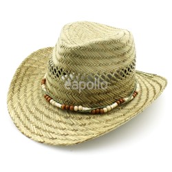 Cowboy Straw Hat With Beads (One Size)
