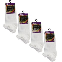 Wholesale Girl's White Back To School Frilled Socks (3 Pair Pack) - (UK - 4-6) 