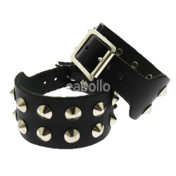 2 Row Conical Leather Wristband