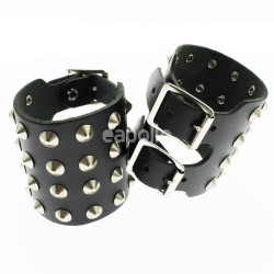 4 Row Conical Studded Leather Wristband