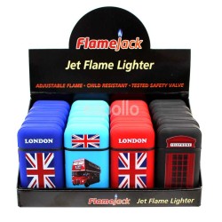 Wholesale FlameJack Jet Flame Refillable Lighters-London(Assorted Designs)-(20)