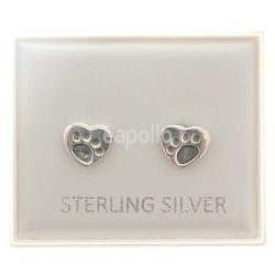 Sterling Silver Paws on Heart Studs - Approx 7mm