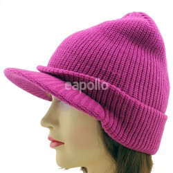 Ladies Plain Knitted Peak Hat - Assorted Colours
