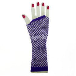 Long Ladies Fishnet Gloves - Purple