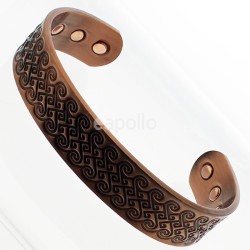 Magnetic Copper Bangle - Curled Swirl (M)