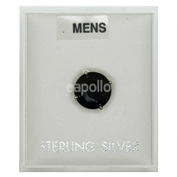 Men's  Black Sterling Silver Round CZ Stud 7 mm