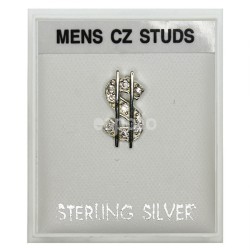 Men's Sterling Silver Dollar Stud