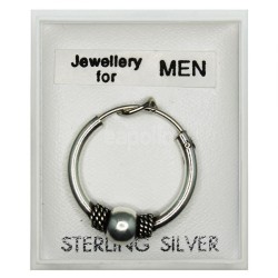 Men's Sterling Silver Sleeper With Silver Ball Design 18mm