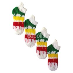 Rasta Colours Dripping Paint Stripes Trainer Socks - White