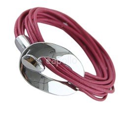 Men's Six-Strand Adjustable Leather Bracelet - Dark Pink 