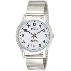 Ravel Mens Silver Expander Watch With Day date