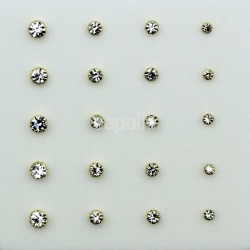 Round Gold Crystal Nose Studs - Assorted Sizes