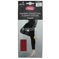 Silky 70 Denier Footless Fashion Tights - Red (Small)