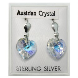 Sterling Silver Austrian Crystal Heart Earrings (15mm)