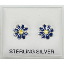Sterling Silver Daisy Flower- Cobalt