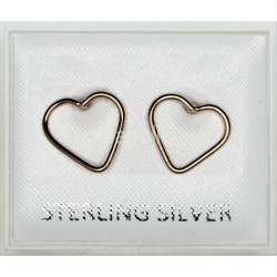 Sterling Silver Gold Heart Studs - 10mm