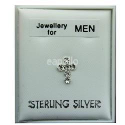 Men's Cross Austrian Crystal Sterling Silver Stud