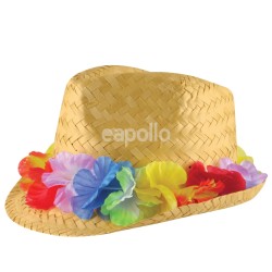 Trilby Straw Hat With Flower Garland