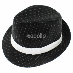 Gangster Hat With White Band - Black