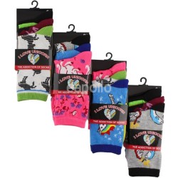 Wholesale Children's 'I Love Unicorn' Design Socks - (3 Pair Pack) - Asst. (Size 6-8½)