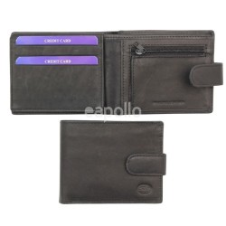 Men's Florentino Leather Wallet With Closure Button - Black