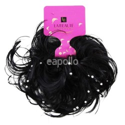 Wholesale Hair Scrunchies With Pearls -Black 