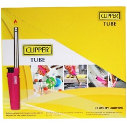 Clipper Tube 12 Utility LIghters Lighters- Assorted Colours 
