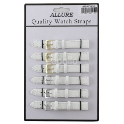 Wholesale Allure Plain Leather Watch Straps - White - 16mm