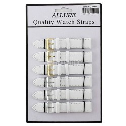 Wholesale Allure Plain Leather Watch Straps - White - 20mm Wholesale