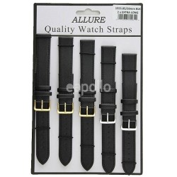 Wholesale Allure 2x Extra Long Leather Watch Straps - Assorted Buckle - 20mm (Black)
