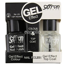 Saffron Gel Effect Nailpolish - Black & Top Coat