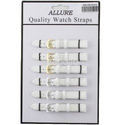 Wholesale Allure Plain Leather Watch Straps - White - 14mm