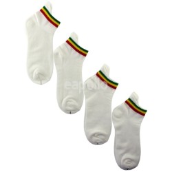 Rasta Stripes White Trainer Socks
