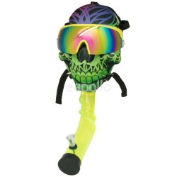 Wholesale Acrylic W-Pipe With Green Skull Gas Mask & Shades 