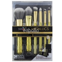  Wholesale Chique Royal Moda Metallics 7pc Total Face Flip Brushes Kit Gold