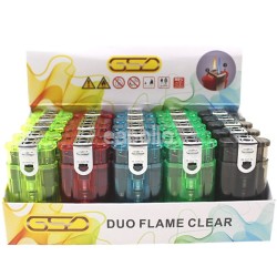 Wholesale GSD Duo Flame Clear Lighters - Assorted 