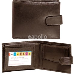 Wholesale Leather RFID Bifold Wallet With Stud Closure - Brown 