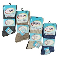 Wholesale Men's 100% Cotton Flexi-Top Non-Elastic Diabetic Socks