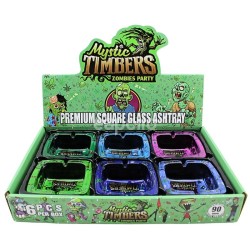 Wholesale Mystic Timbers Zombies Party Premium Square Glass Ashtray - Assorted 