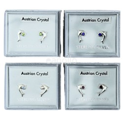Wholesale Sterling Silver CZ Studs - Dolphin/ Stone - Assorted