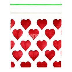 Wholesale Zipper Grip Seal Printed Resealable Bags - Red Heart (30x30mm)
