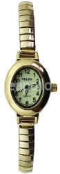 Wholesale Pelex Ladies Oval Glow in The Dark Metal Expander Strap Watch - Gold