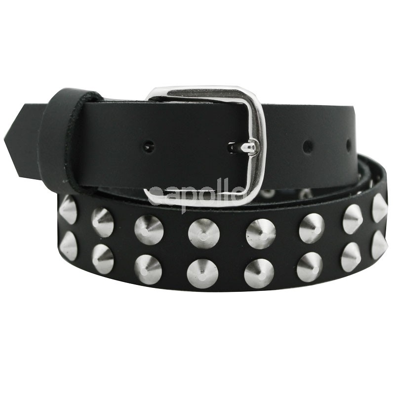 Leather 2 Row Conical Studded Belt Black (Thin L) | UK wholesaler and ...