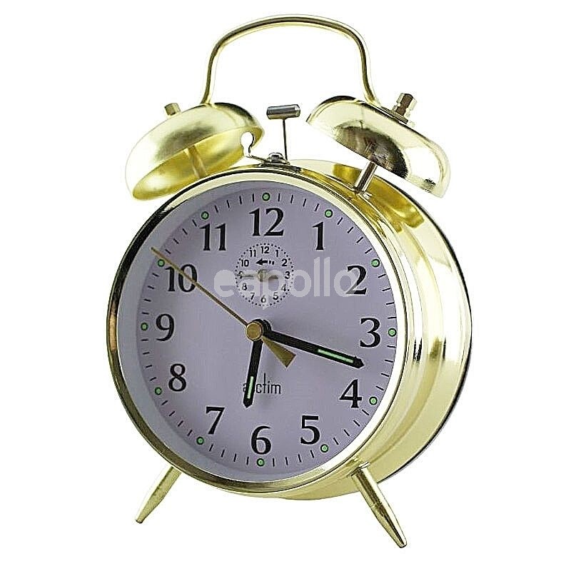 Acctim Keywound Saxon Bell Alarm Clock, Gold Alarm Clock