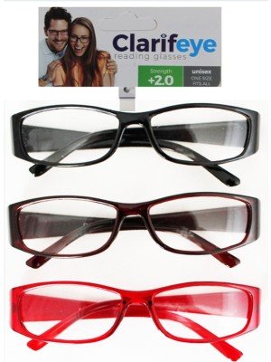 Clarifeye Reading Glasses +2.0 - Assorted Colours 