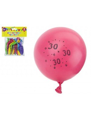 Wholesale 30th Birthday Balloons 9" (Nitrosamine Free) - 15pcs 