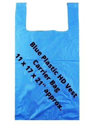 Blue Plastic HD Vest Carrier Bag