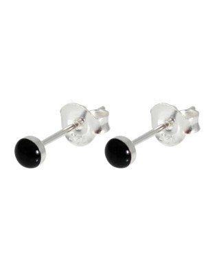 Wholesale Sterling Silver Black Pearl Ear Stud - 3mm