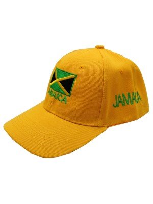 Wholesale 6 Panel Embroidered Baseball Cap Jamaica - Yellow