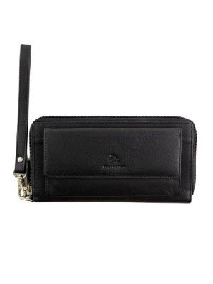 Ladies Zippable Purse With String - Black 
